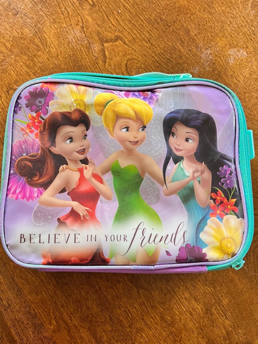 Disney Fairies Lunch Bag with Teal Trim and Purple Accents
